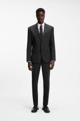 Modern-fit suit jacket in a stretch-wool blend, Black