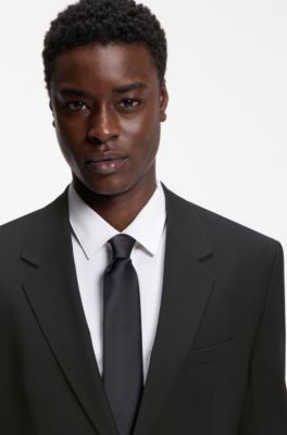 Modern-fit suit jacket in a stretch-wool blend, Black