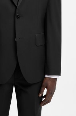 Modern-fit suit jacket in a stretch-wool blend, Black
