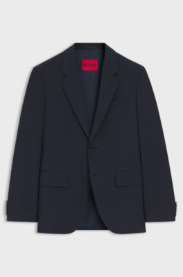 Veste de costume Modern en laine m&eacute;lang&eacute;e stretch, Bleu fonc&eacute;