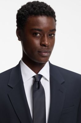 Modern-fit suit jacket in a stretch-wool blend, Dark Blue