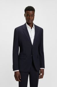 Modern-fit suit jacket in a stretch-wool blend, Dark Blue