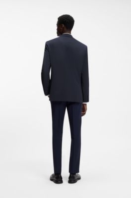 Veste de costume Modern en laine m&eacute;lang&eacute;e stretch, Bleu fonc&eacute;