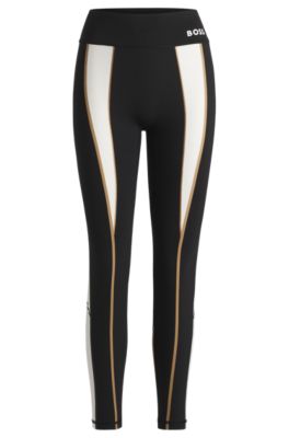 Active leggings in super-stretch fabric with contrast details, Black
