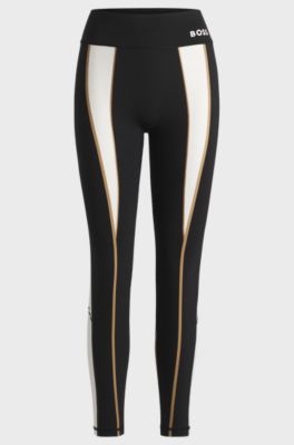 Active leggings in super-stretch fabric with contrast details, Black