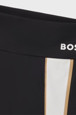 Active leggings in super-stretch fabric with contrast details, Black