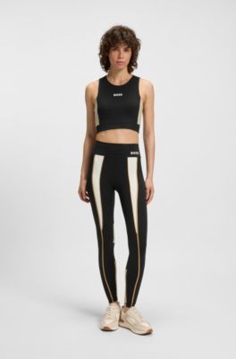 Active leggings in super-stretch fabric with contrast details, Black