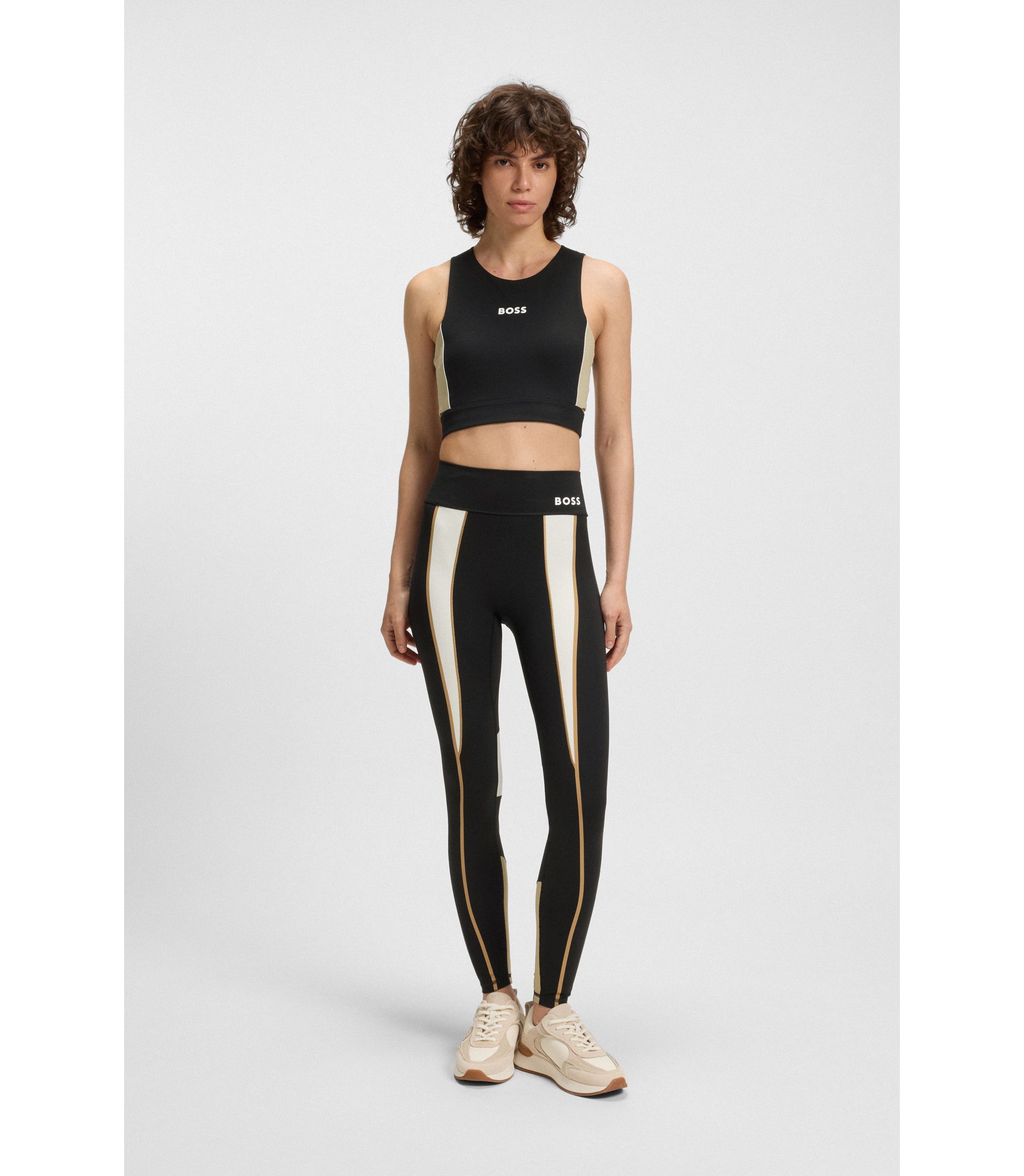 BOSS - Active leggings in super-stretch fabric with contrast