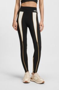 Active Leggings aus Super-Stretch-Gewebe mit Kontrast-Details, Schwarz