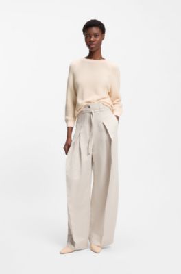 Relaxed-fit sweater in cotton, Natural