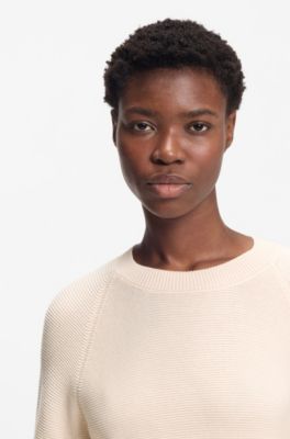 Relaxed-fit sweater in cotton, Natural