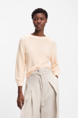 Relaxed-fit sweater in cotton, Natural