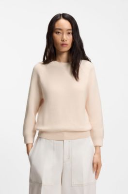 Relaxed-fit sweater in cotton, Natural