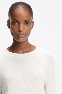 Relaxed-fit sweater in cotton, Natural