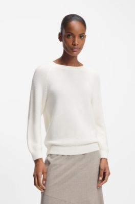 Relaxed-fit sweater in cotton, Natural