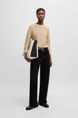 Relaxed-fit sweater in cotton, Beige