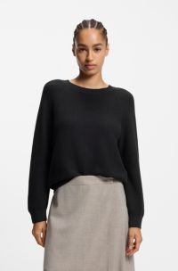 Pull coupe d&eacute;contract&eacute;e en coton, Bleu fonc&eacute;