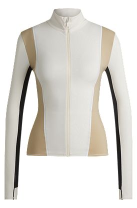 Zip-up active sweatshirt in stretch fabric with colour-blocking