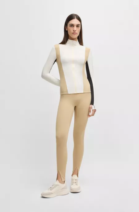 Zip-up active sweatshirt in stretch fabric with colour-blocking