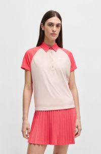 Polo color block avec logo, Rose clair
