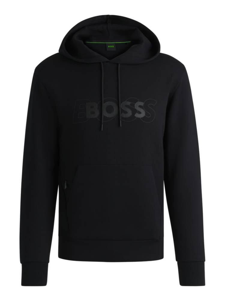 Artikel klicken und genauer betrachten! - Kombinieren Sie elegante Athleisure-Looks mit diesem BOSS Menswear Hoodie aus Stretch-Baumwolle. Dieser Regular-Fit-Style ist mit einem mehrschichtigen Logo auf der Brust detailliert. | im Online Shop kaufen