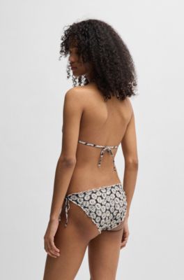 Tie-side bikini bottoms with ruffled trim, Patterned