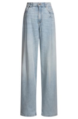 Loose-fit jeans in bleached-blue denim, Light Blue