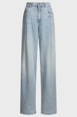 Loose-fit jeans in bleached-blue denim, Light Blue