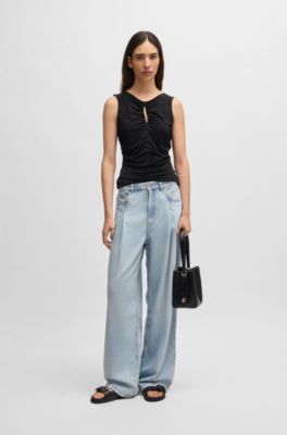 Loose-fit jeans in bleached-blue denim, Light Blue