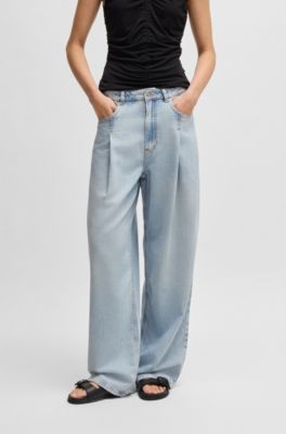 Loose-fit jeans in bleached-blue denim, Light Blue