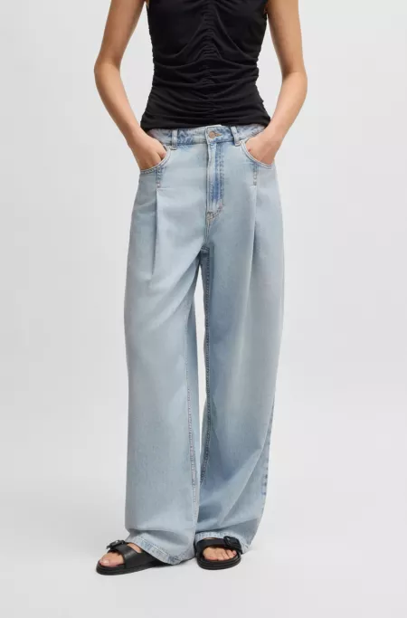 Loose-fit jeans in bleached-blue denim