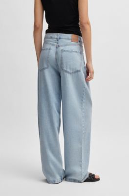Loose-fit jeans in bleached-blue denim, Light Blue