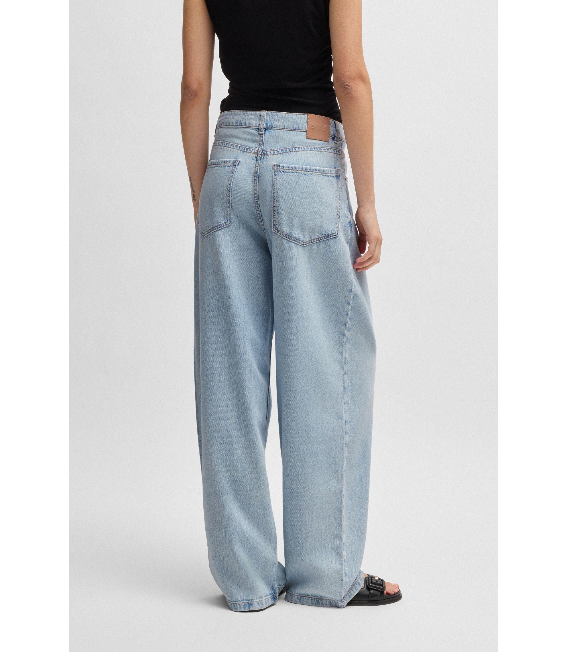 BOSS Loose-fit jeans in bleached-blue denim Light Blue