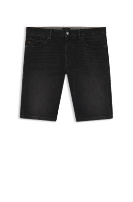 Delaware slim-fit shorts in black comfort-stretch denim