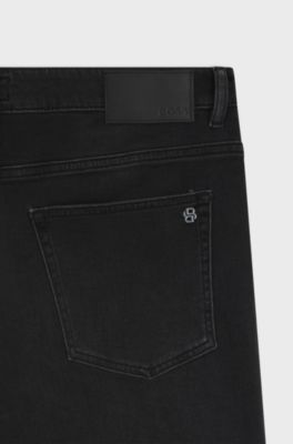 Delaware slim-fit shorts in black comfort-stretch denim, Black