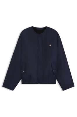 Reversible jacket with teddy and water-repellent fabrics, Dark Blue