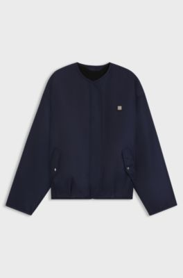 Reversible jacket with teddy and water-repellent fabrics, Dark Blue
