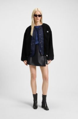 Reversible jacket with teddy and water-repellent fabrics, Dark Blue