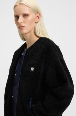 Reversible jacket with teddy and water-repellent fabrics, Dark Blue