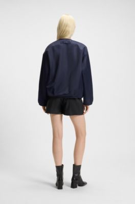 Reversible jacket with teddy and water-repellent fabrics, Dark Blue