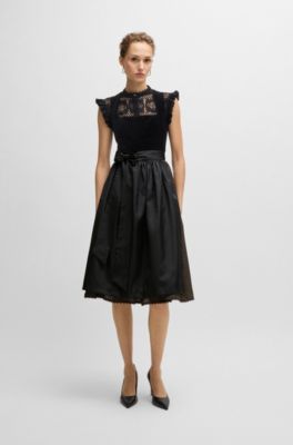 BOSS x Kinga Mathe black dirndl dress with velvet bustier, Black