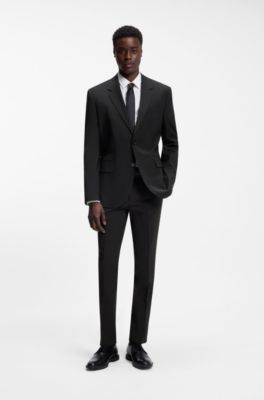 Extra slim-fit broek van een wolmix, Zwart