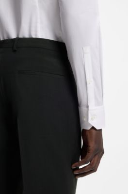 Pantalon Extra Slim en laine m&eacute;lang&eacute;e, Noir