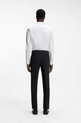 Extra slim-fit broek van een wolmix, Zwart