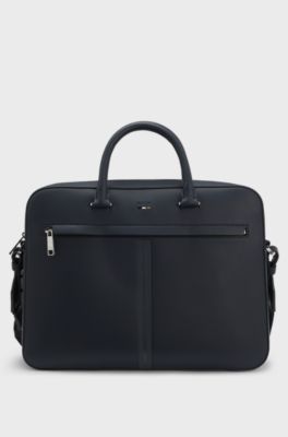 Faux-leather document case with textured trim, Dark Blue