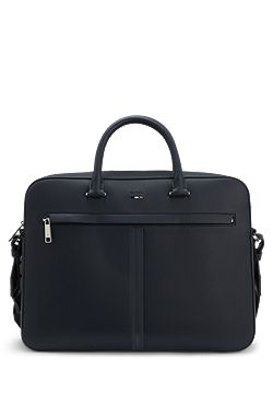 Faux-leather document case with textured trim