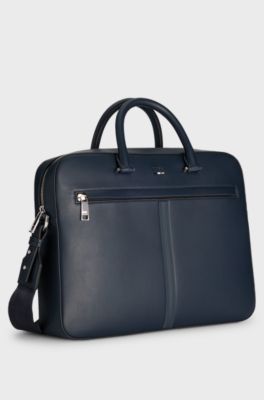 Faux-leather document case with textured trim, Dark Blue