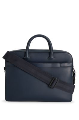 Faux-leather document case with textured trim, Dark Blue
