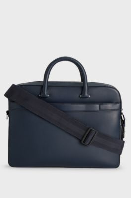 Faux-leather document case with textured trim, Dark Blue