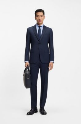 Faux-leather document case with textured trim, Dark Blue